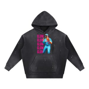 Vintage Washed Frayed Fleece Hoodie